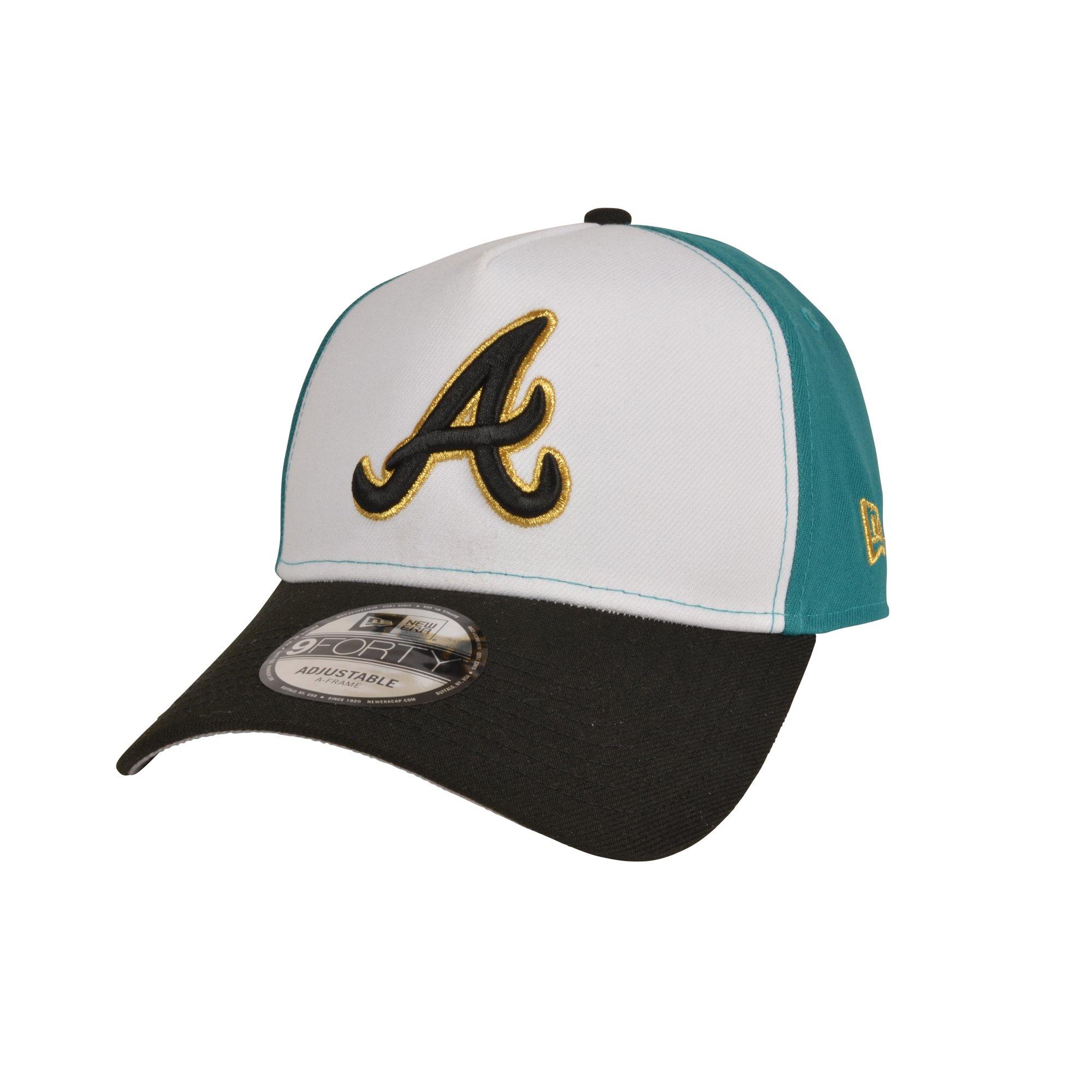 New Era Atlanta Braves 9FORTY A-Frame Snapback Hat - White/Black/Green - WHITE/BLACK/GREEN